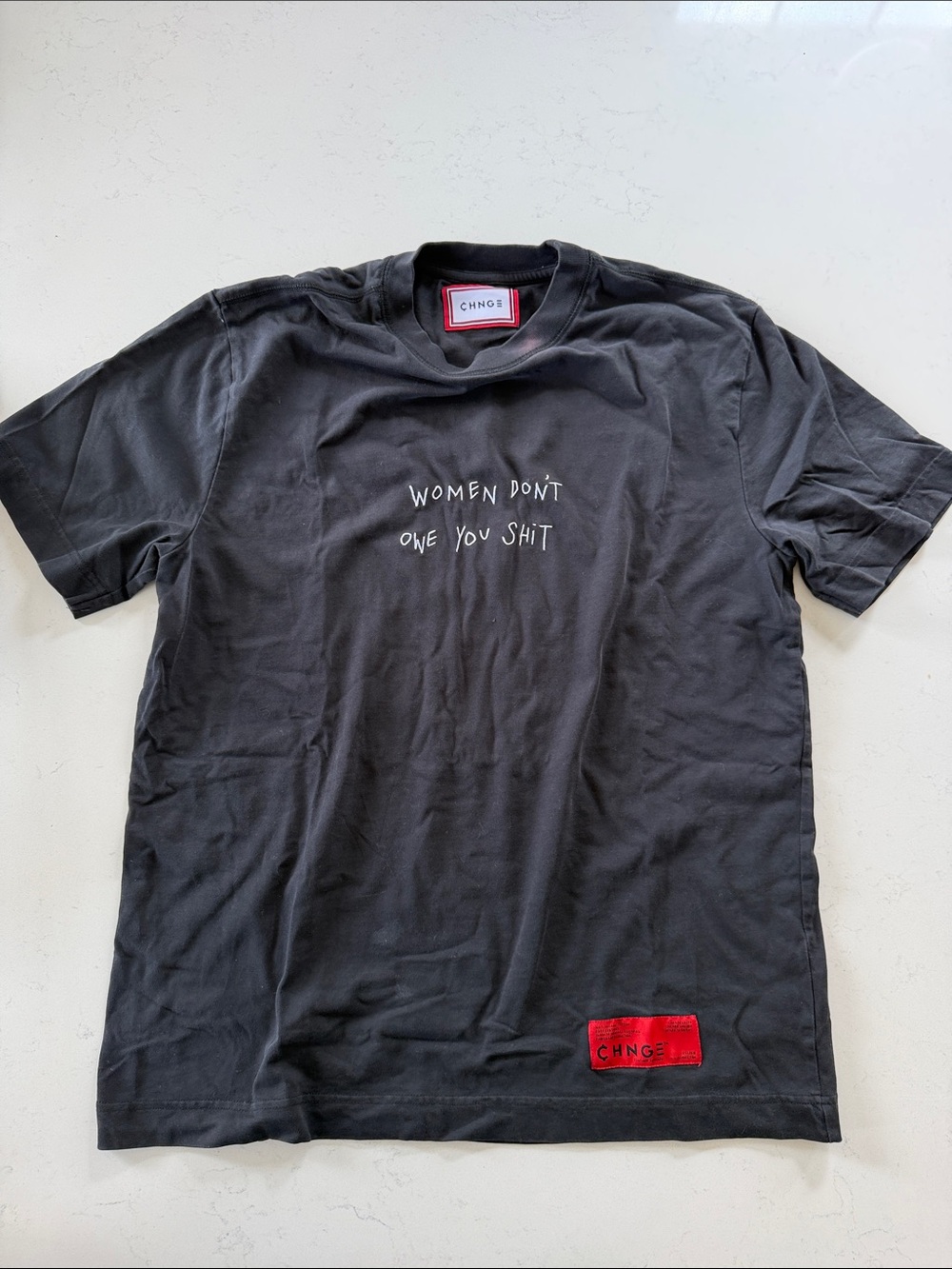 CHNGE Black Graphic Short Sleeve Tee with Red Patch